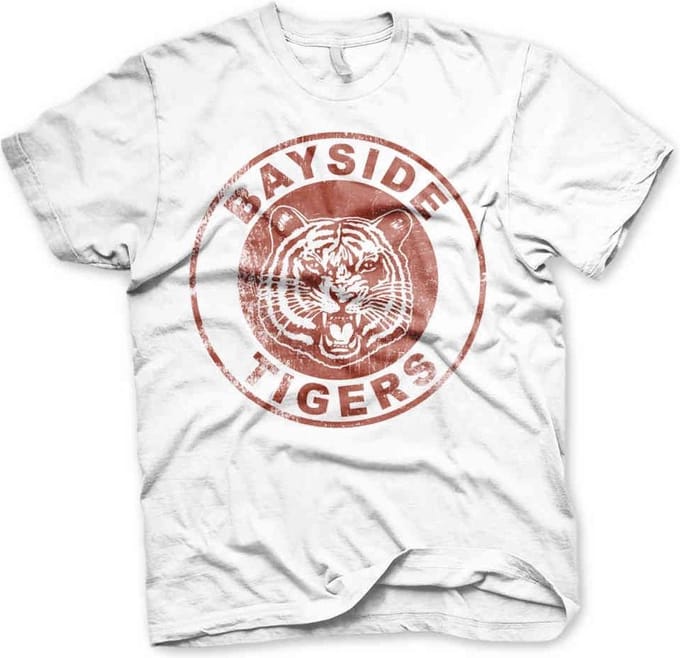 Saved By The Bell Heren Tshirt -M- Bayside Tigers Washed Logo Wit