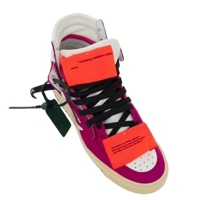 Gebroken witte Off Court 3.0 fuchsia hoge leren sneakers