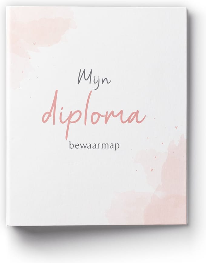 Fyllbooks - Mijn Diploma Bewaarmap - Diplomamap - Rapportmap - Basisschool - A4 Formaat - Watercolour Roze