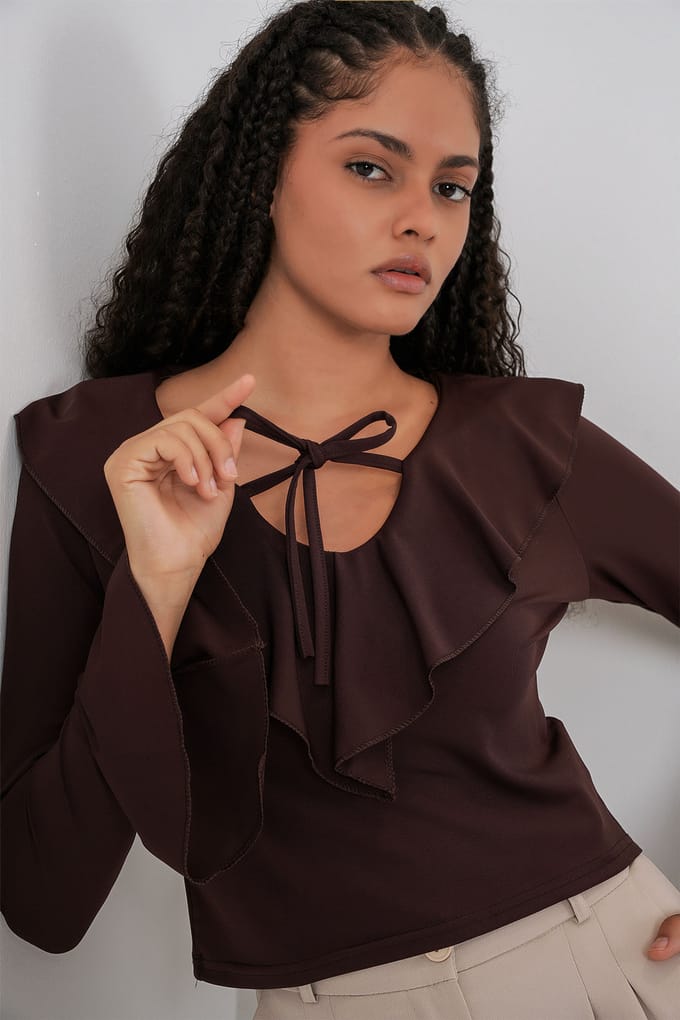 Rimpel V-hals Korte Blouse
