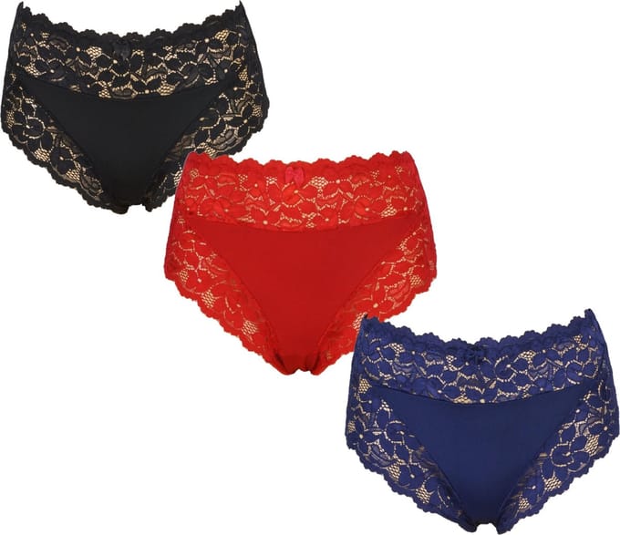 3-Pack Dames tailleslips JC met kant H805 ass. Maat M