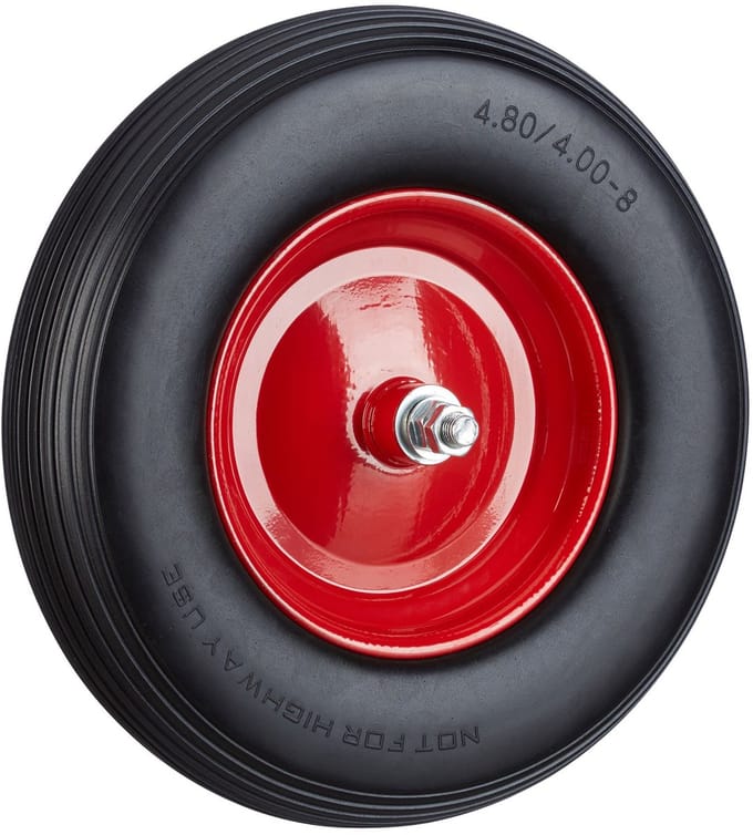 Kruiwagenwiel - Ø 39 cm - massief - zwart-rood