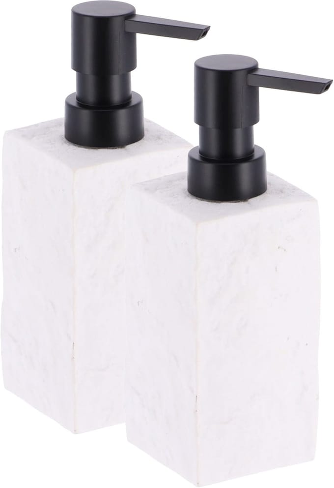 Tendance Zeeppompje/dispenser Ruby - 2x - wit - kunststeen - 18 cm - 260 ml