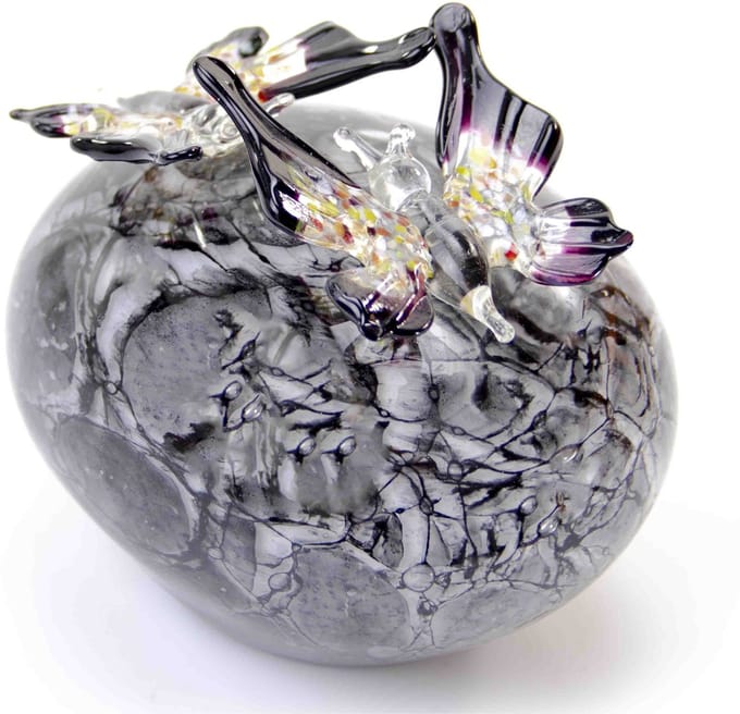 Loranto - Mini Urn Vlinders - Luxe Urn - Grijze Steen - Glazen Urn