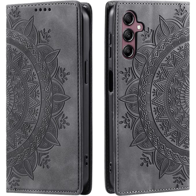 Comfycase Samsung Galaxy S24 FE Zacht Mandala Book Hoesje Grijs