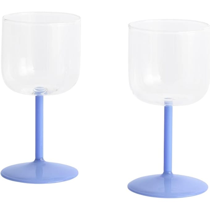 HAY - Tint wijnglas set van 2 - Helder en jade lichtblauw