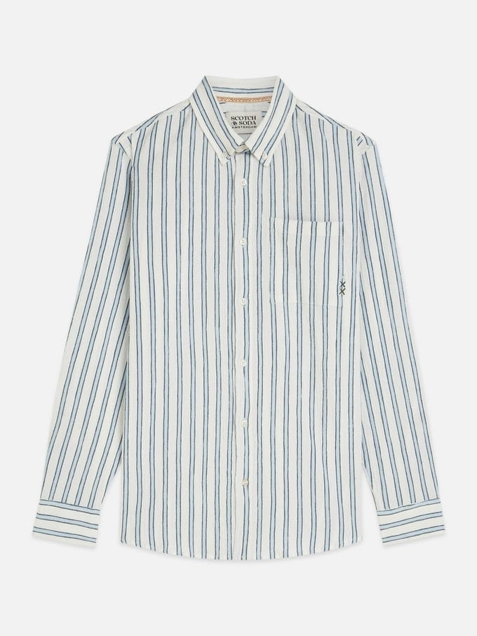 Scotch & Soda Striped Crinkle Structure Regularfit Shirt
