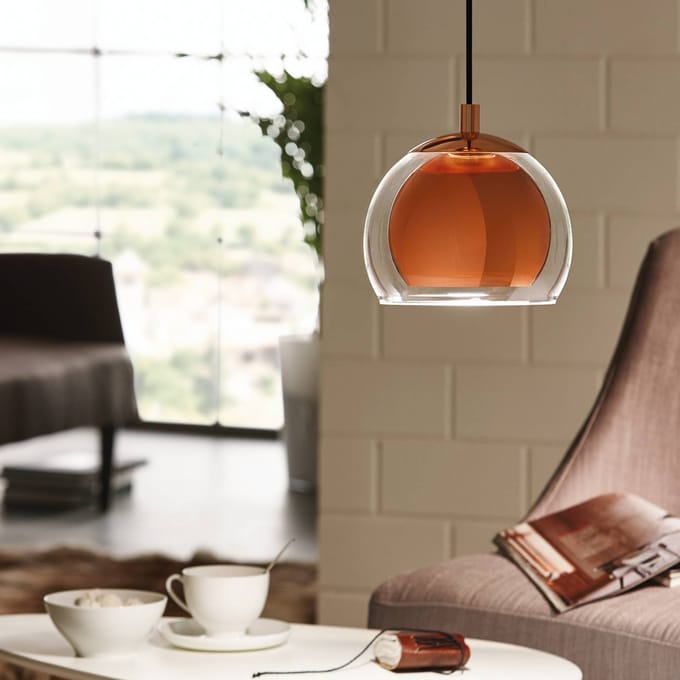 EGLO Rocamar hanglamp - E27 - 1 Lichts - Ø19 cm - glas - Koperkleurig