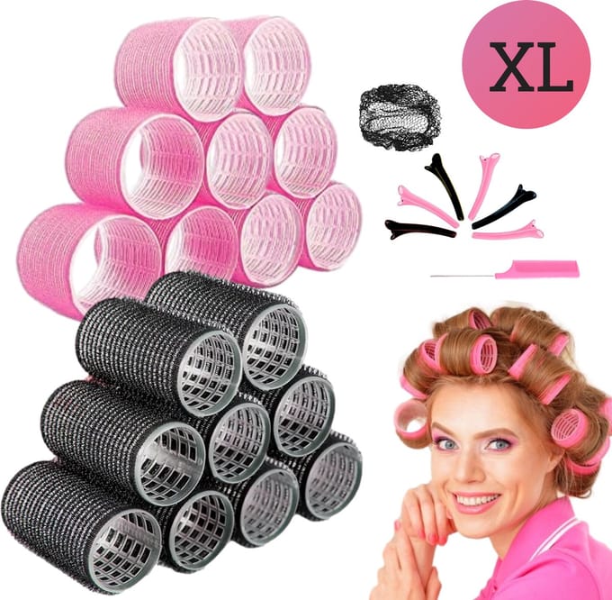 Beyeza Krulspelden Rollers voor Heatless Curls - 32 Delig - Incl. Haar rollers & Haarklemmen - Kleefroller - Haarkruller - Haarrollers Groot