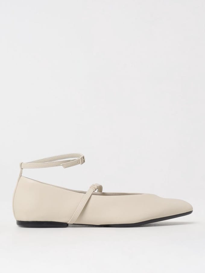 Ankle Strap Ballerina Flats Wo - Beige Ballet Flats