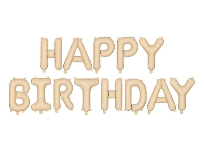 Folieballon Happy Birthday pastel beige