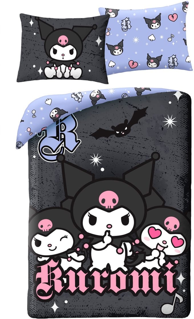 Hello Kitty Dekbedovertrek Kuromi Dark - 140 x 200 + 70 x 90 cm - Polyester