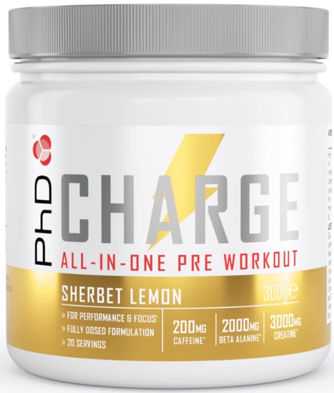 PhD Charge All-In-One Pre-Workout (20 serv) Sherbet Lemon - Pre-Workout - Pre-Workout Booster