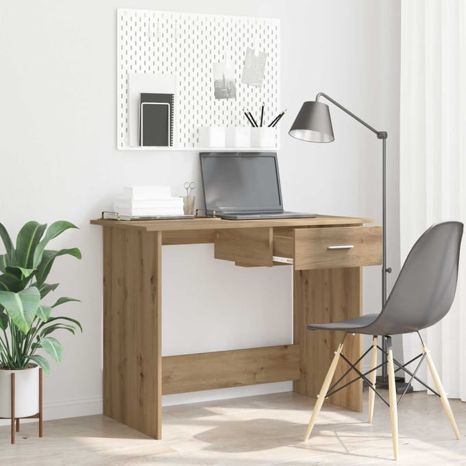 vidaXL - Bureau - Artisan - Eiken - 100 - x - 50 - x - 76 - cm - Bewerkt - hout