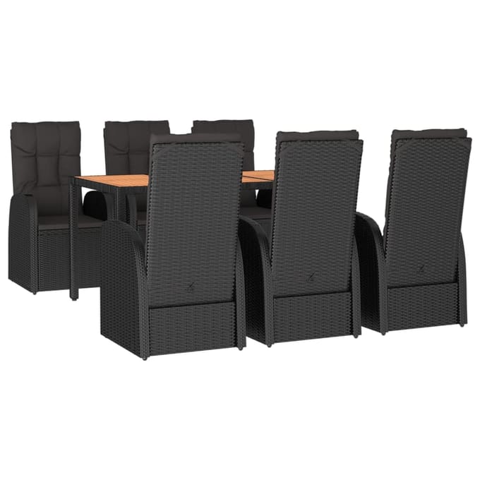 vidaXL - 7-delige - Tuinset - met - kussens - poly - rattan - zwart