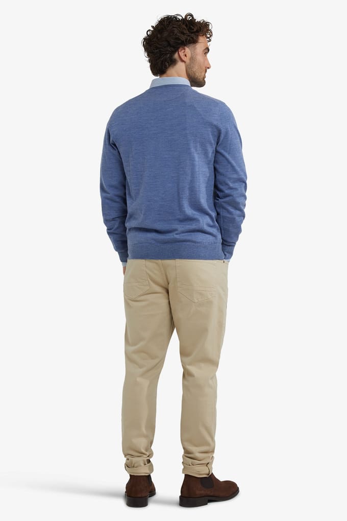 McGregor Fine Merino V-neck Sweater Vintage Blue Größe: S | Pullover Outlet | Herren | Blau