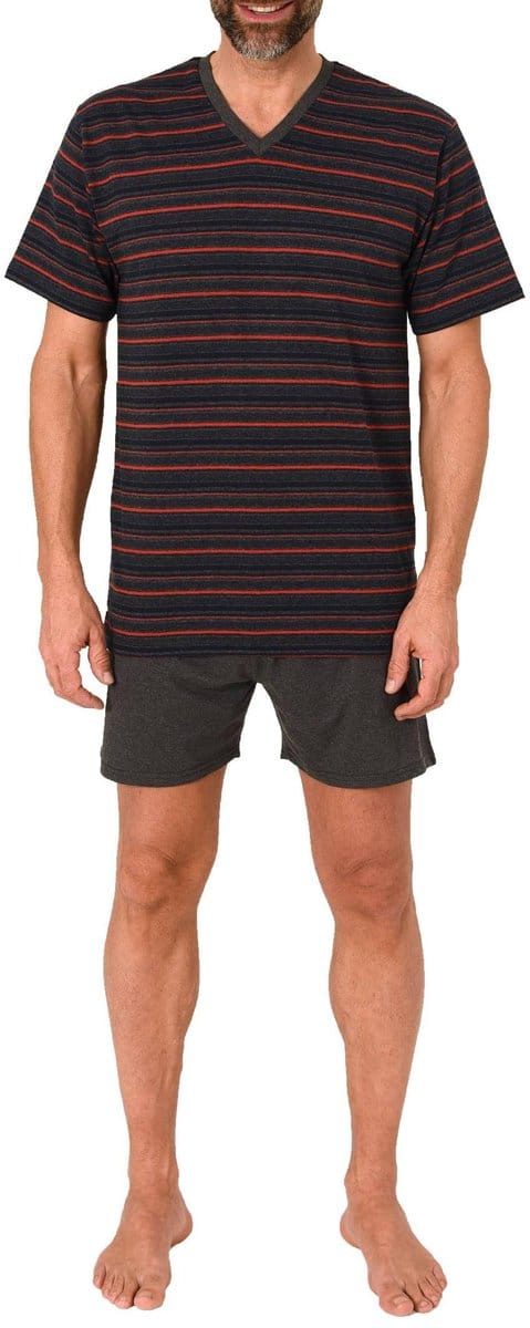 Herenpyjama Shorty met korte mouwen Pyjama in een geweldige gestreepte look