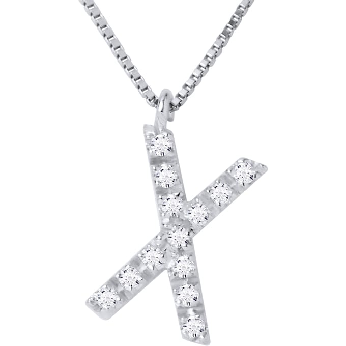 Ketting Diamonds 0.07 Cts alfabet letter "X" witte goud 18 Karaat