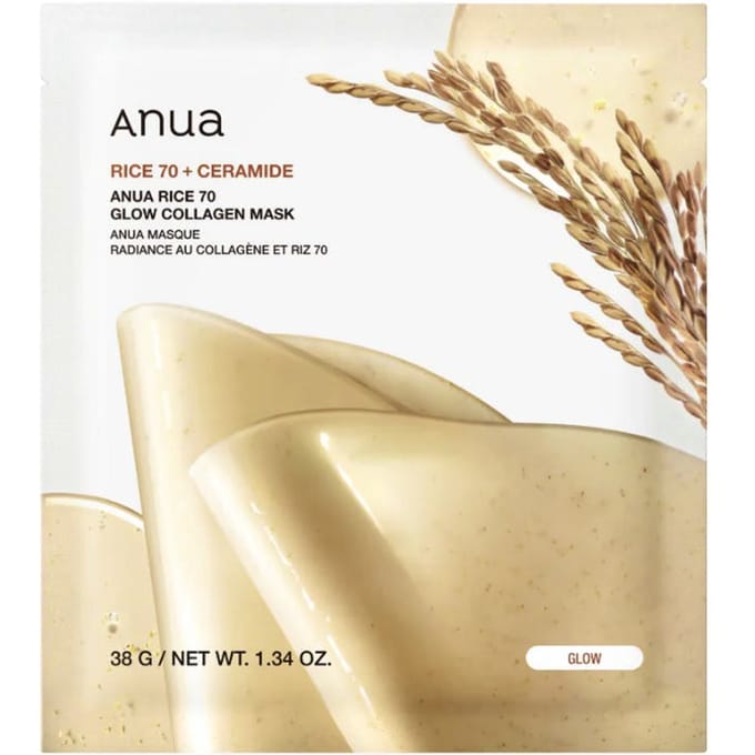 Anua Masque Visage Hydrogel Collagène Rice 70 Glow 38 g