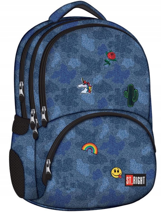 St.Right Rugzak Jeans Badges - Stijlvol & Praktisch voor School