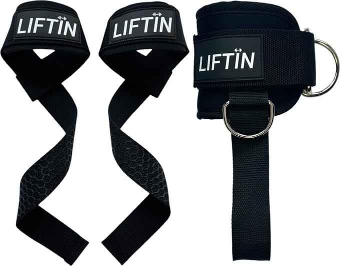 LIFTIN® - Ankle Strap - Lifting straps - Straps - Bundel - Zwart 2.0