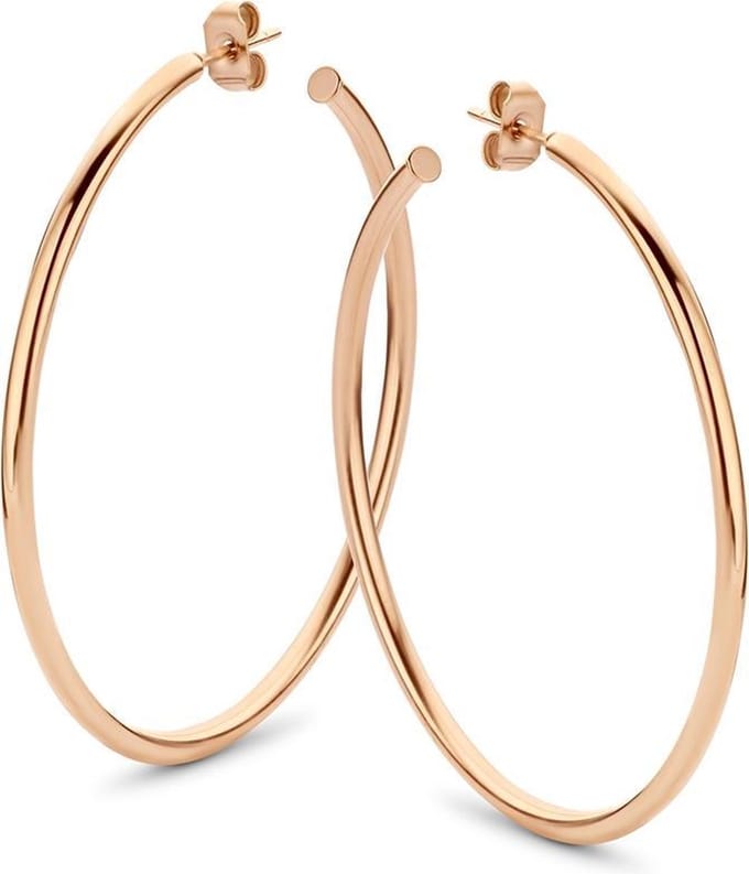 CO88 Collection Elemental 8CE-70068 Stalen Oorringen - Rond 45 mm - Roségoudkleurig