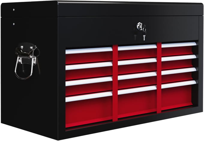 HOMCOM-Werkzeugkasten-Stahl-60L x 26B x 34H cm-Rot