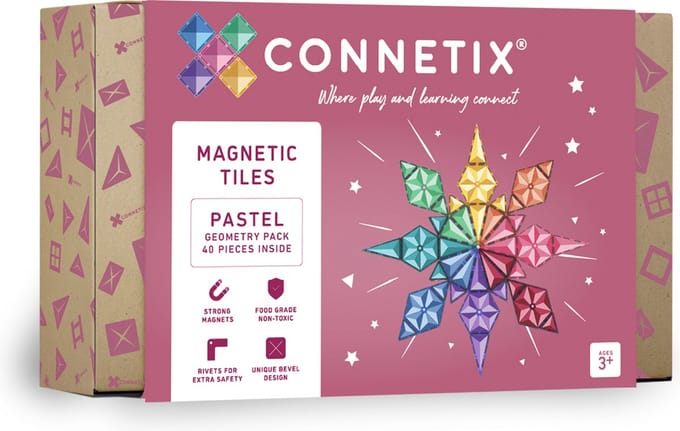 CONNETIX - Magnetisch Tegels - Pastel Geometrie Pakket - 40 Stuks - Magnetisch Speelgoed