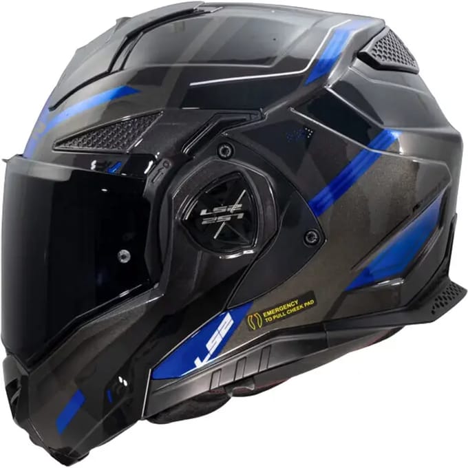 LS2 FF901 Advant X Spectrum Zwart Titanium Blauw Systeemhelm - Helm