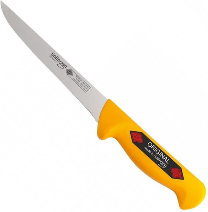 Eikaso Solingen Uitbeenmes 16 cm Semi-Flexibel – Ergonomisch Geel Handvat