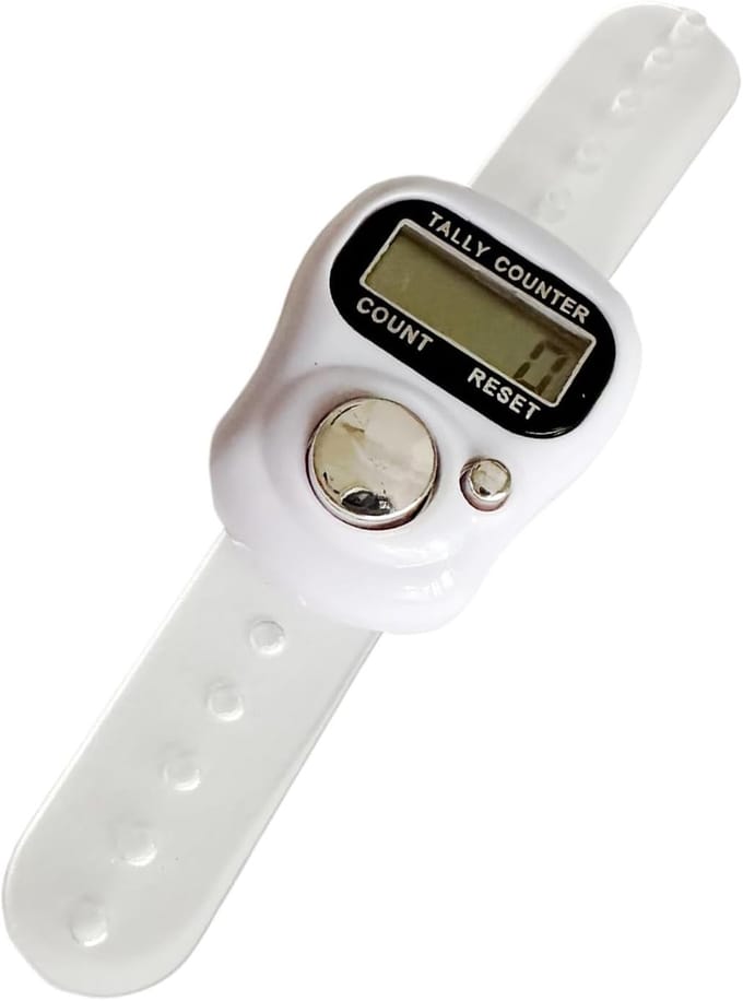 Vingerklikker Teller - Digitale Ringteller - Sport Training - Hooggevoelig LED - Compact Ontwerp - Wit
