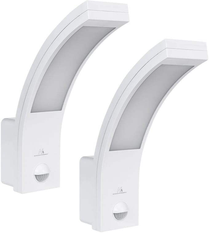 Maclean - Wandlamp set van 2 stuks - LED-lamp met infrarood bewegingssensor MCE244 met ACU 850lm 10W IP54 - Wit