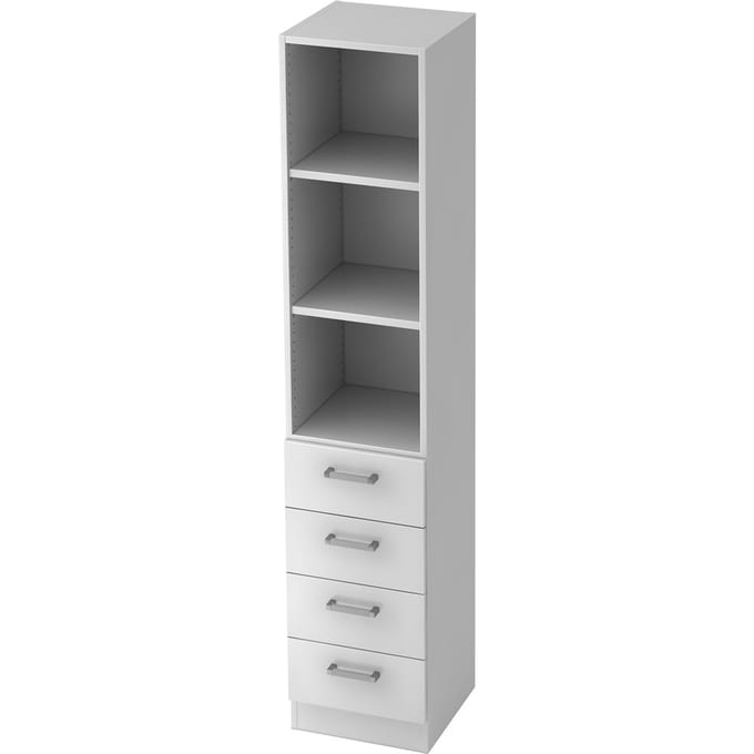 TARVIS combi-boekenkast, 5 OH, 2 legborden, 4 laden, B 405 x D 420 x H 2004 mm, wit