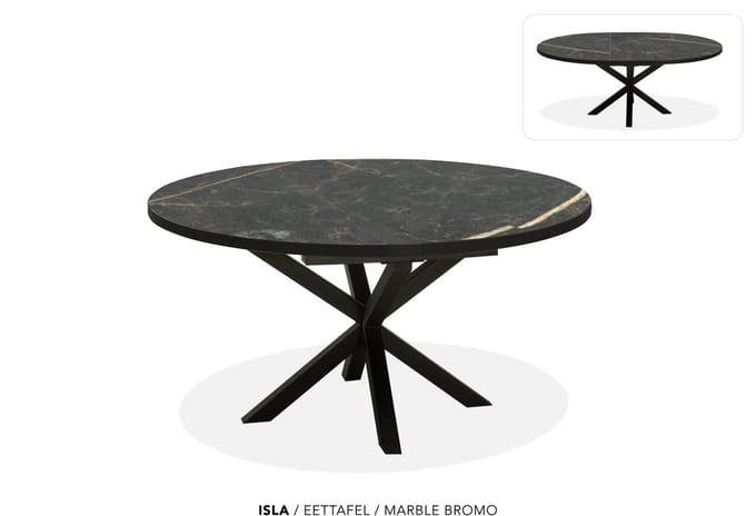 Maxfurn - Ronde uitschuiftafel 140/180 | Zeer krasvast | Kleur: Marble Bromo