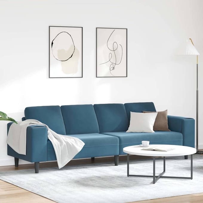 vidaXL - Woonkamerbank - Blauw - 250 - x - 77 - x - 76 - cm
