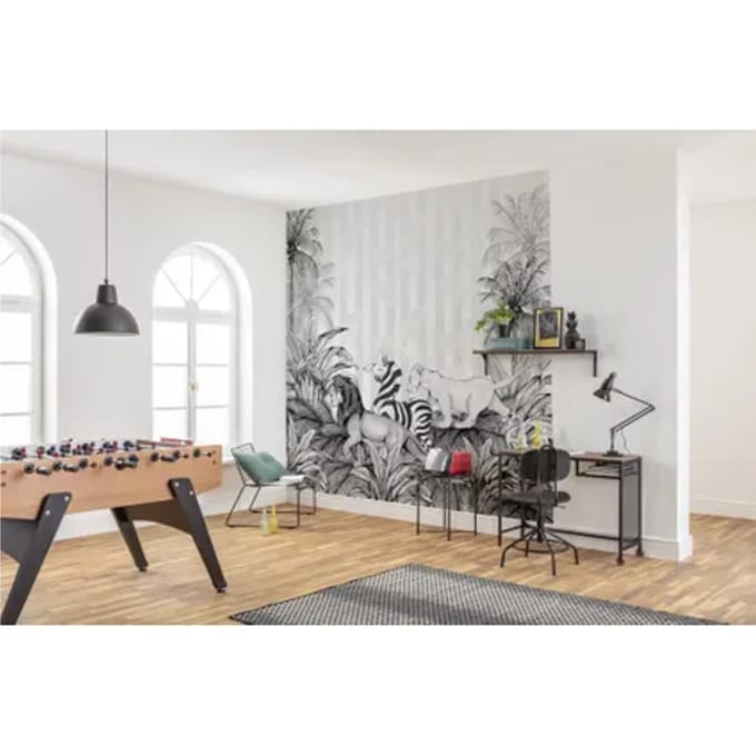 Komar Fotobehang Lion King Monochrome - Grijs - 2,80m X 300cm