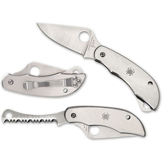 Spyderco clipitool plain & serrated silv