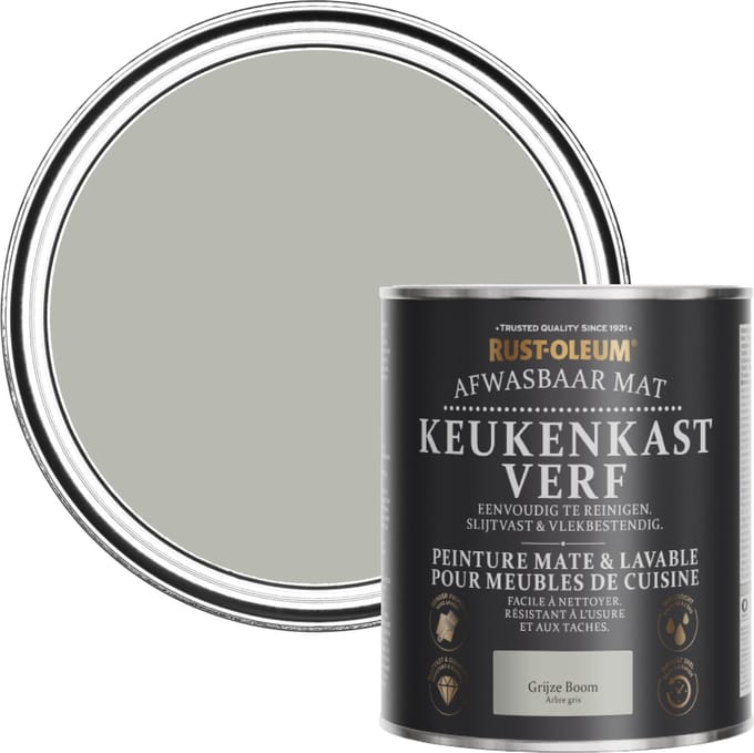 Rust-Oleum Grijs Afwasbaar Mat Keukenkastverf - Grijze Boom 750ml