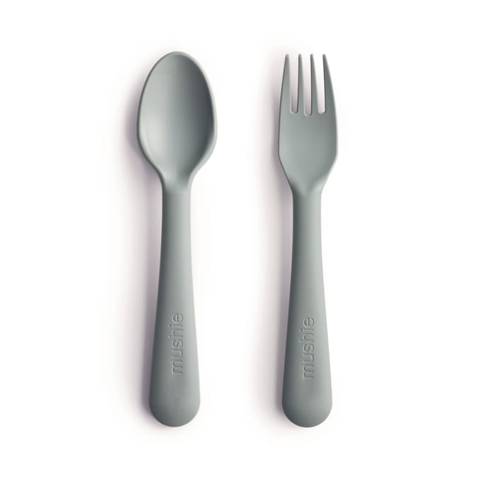 Mushie Kinderbestek Set Lepel en Vork - Sage