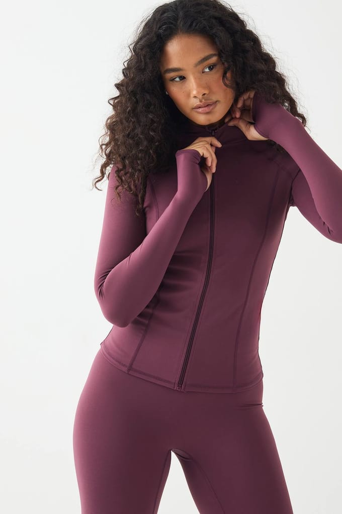 Dames DSGN Studio Sports Super Zachte Doorritsjack | Pruim | Maat: Medium