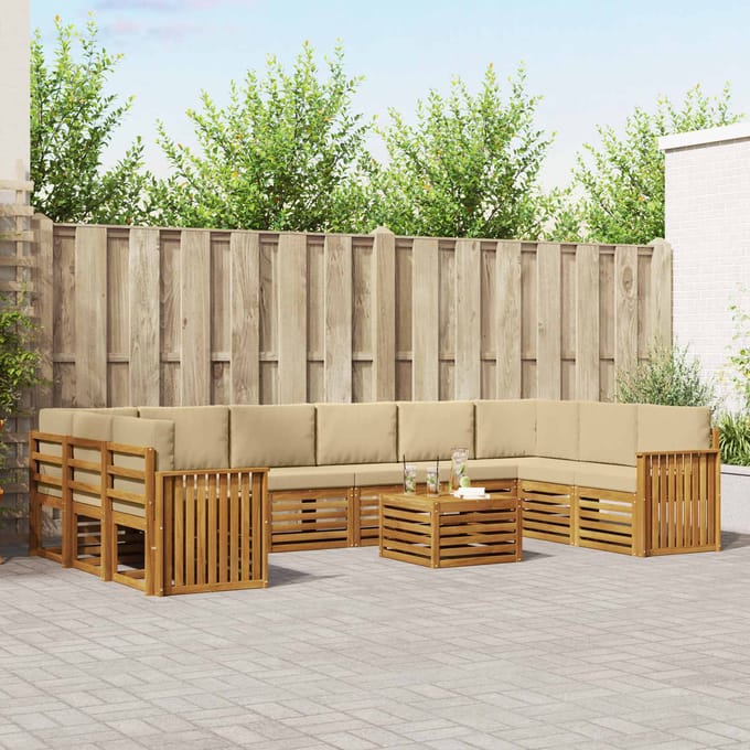 vidaXL - Buiten - bank - set - 11 - st - Natuurlijk - en - Beige