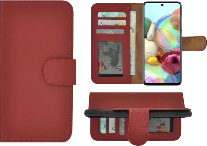Hoesje Geschikt voor Samsung Galaxy A72 - Bookcase - A72 Wallet Book Case Echt Leer Rood Cover