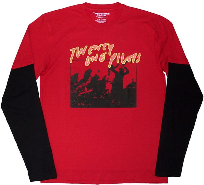 Twenty One Pilots - Live Scribble Longsleeve shirt - XL - Rood/Zwart
