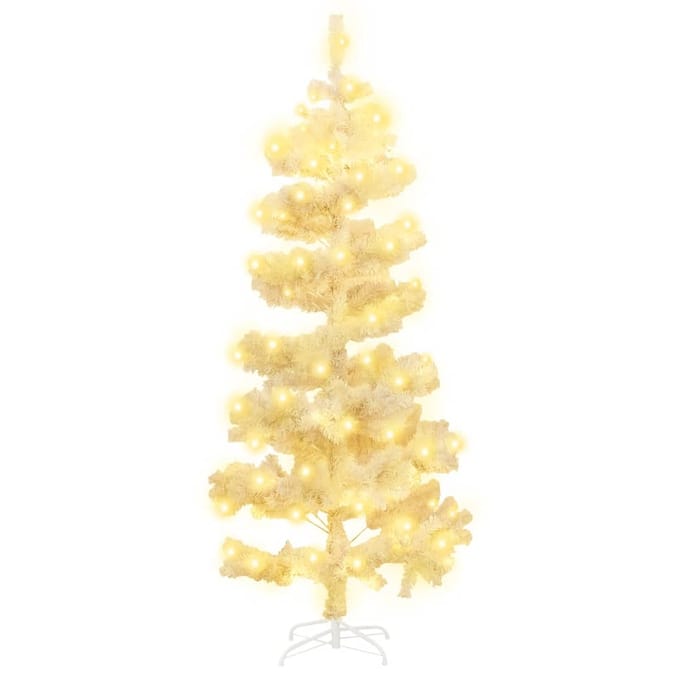 vidaXL - Kunstkerstboom - met - verlichting - en - standaard - 150 - cm - PVC - wit