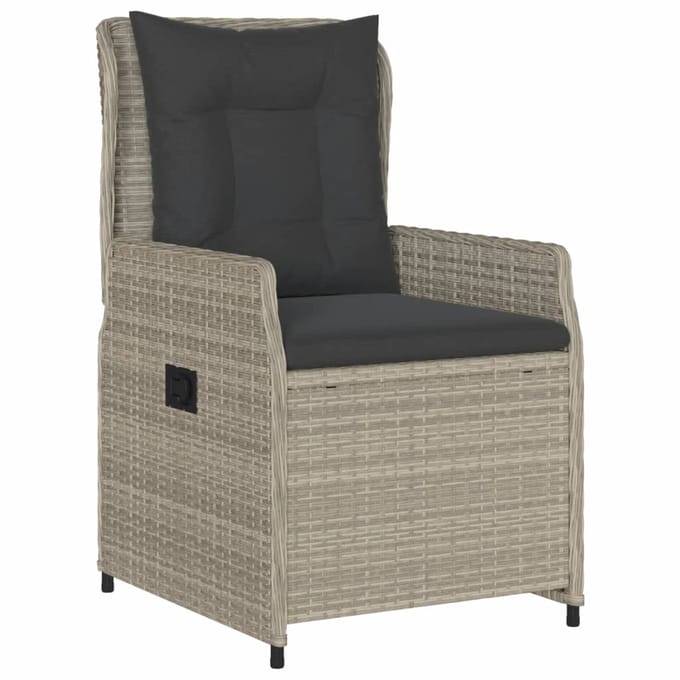 vidaXL - 5-delige - Tuinset - met - kussens - poly - rattan - lichtgrijs