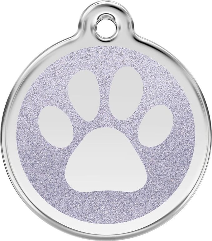 Red Dingo Hondenpenning 30 mm pootje glitter zilverkleurig