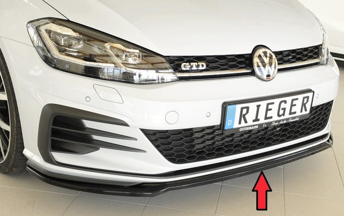 RIEGER - VOLKSWAGEN GOLF 7.5 GTI GTD GTE R LINE 2017+ - RIEGER PERFORMANCE FRONT SPLITTER - GLOSS BLACK