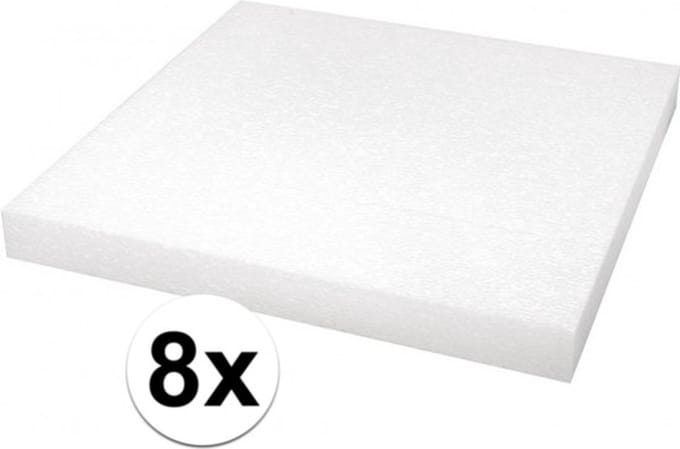 Rayher Knutsel piepschuim - 8x - plaat - vierkant - 40 x 40 x 4 cm - hobby materiaal