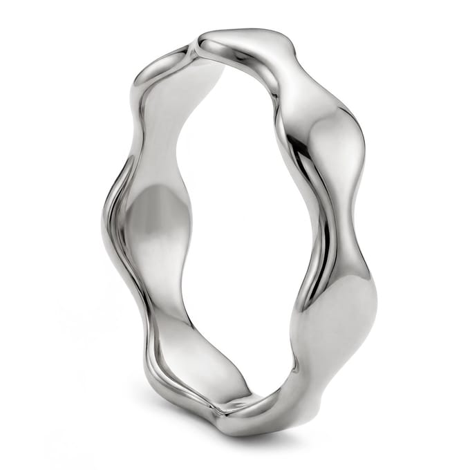 Molten | 6 mm zilverkleurige roestvrijstalen golvende ring