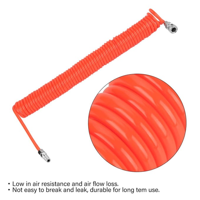 8mm*5mm Flexibele PU Terugslag Luchtslang met Koppelingen voor Luchtcompressorpomp 9m Rood